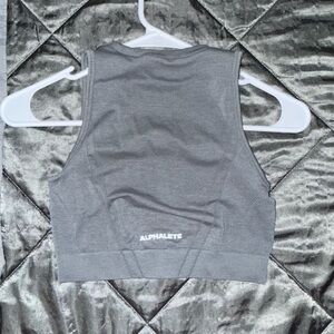 Alphalete Gray Fitted Crop Tank Top